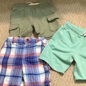 3 Boys Shorts - Teal with Stars, Green, Blue Plaid Size 4